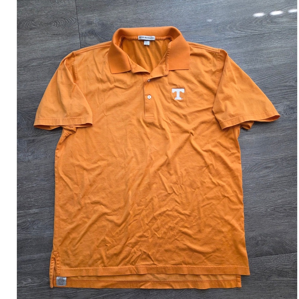 Peter Millar Polo Shirt Men Large Orange Tennessee Vols Embroidered Cotton